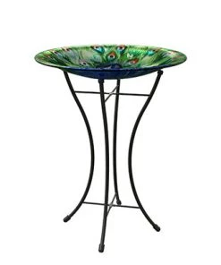 Woodlink / Audubon Woodlink Peacock Glass Garden Birdbath