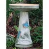 Birds Choice Bird Baths Hand-Crafted Glazed Clay Bluebird Birdbath