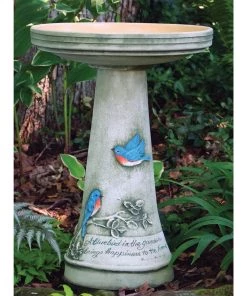 Birds Choice Bird Baths Hand-Crafted Glazed Clay Bluebird Birdbath