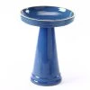 Birds Choice Simple Elegance Bellflower Blue Glazed Clay Birdbath