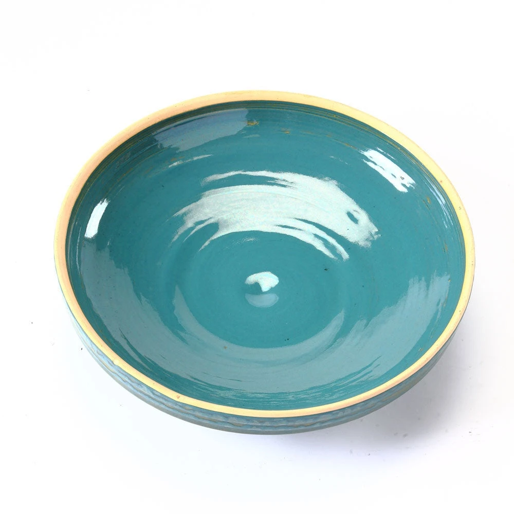 Birds Choice Simple Elegance Glazed Clay Turquoise Birdbath