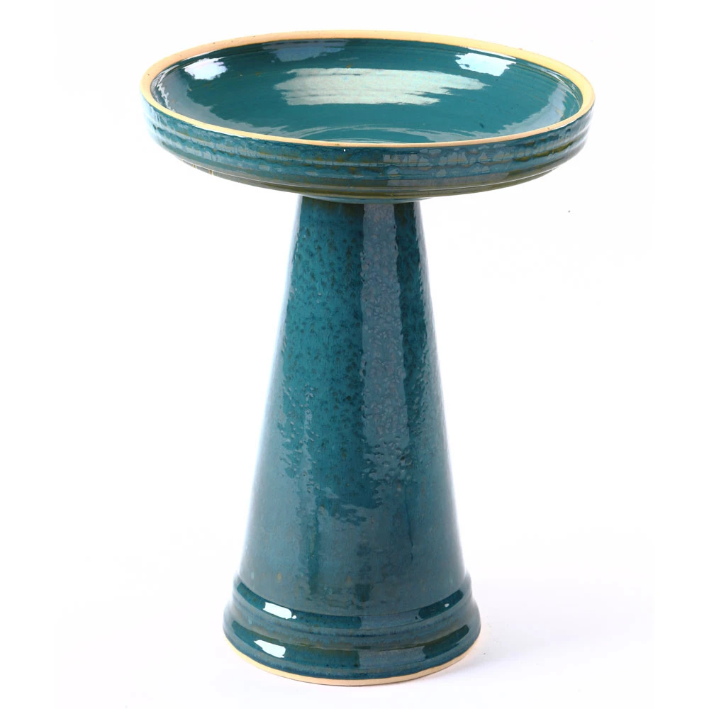Birds Choice Simple Elegance Glazed Clay Turquoise Birdbath